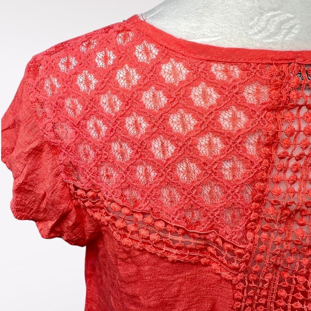 Philosophy Coral Blouse Cap Sleeve Split Back Top XS - Picture 8 of 10